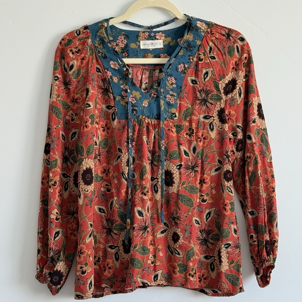 Natural Life Blouse Top Garden Boho Women S Floral Hippie Beachy
